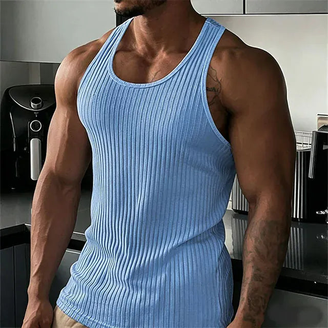 KissICON 11 / S 2026 Mens Slim Fit Rib Knit Fitness Tank Top