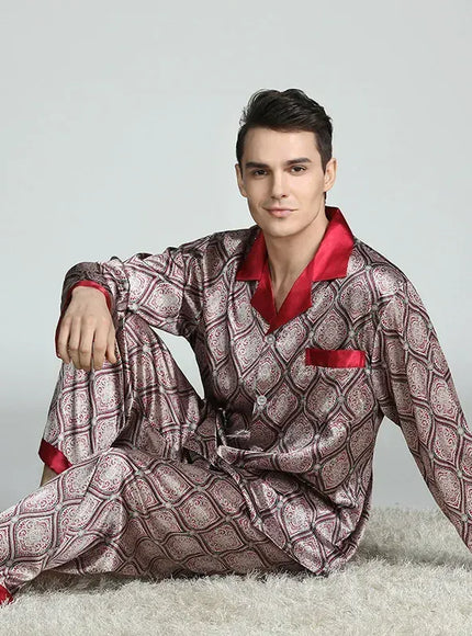 KissICON 117 / L 55-65 KG Luxurious Silk Satin Mens Pajama Set