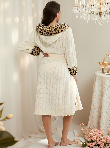 1pc, long-haired striped leopard print hemmed contrasting color