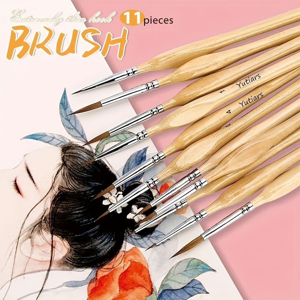 KissICON 11pcs/set KissIcon 11Pcs Miniature Detail Paint Brush Set -