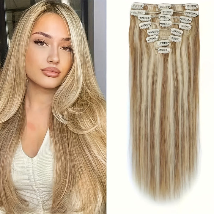KissIcon Blonde Clip-In Hair Extensions - Real Human
