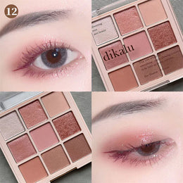 KissICON 12 💋 9 Colors Glitter Eyeshadow Palette - Waterproof