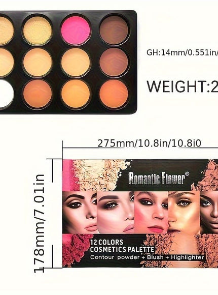KissICON 12-color Powder compact tray 12 Earth Tone Makeup Eyeshadow Blush