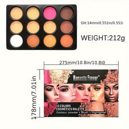 KissICON 12-color Powder compact tray 12 Earth Tone Makeup Eyeshadow Blush