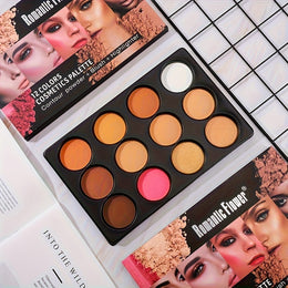 KissICON 12-color Powder compact tray 12 Earth Tone Makeup Eyeshadow Blush