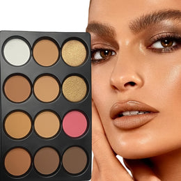 KissICON 12-color Powder compact tray 12 Earth Tone Makeup Eyeshadow Blush