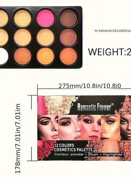 KissICON 12-color Powder compact tray 12 Earth Tone Makeup Eyeshadow Blush