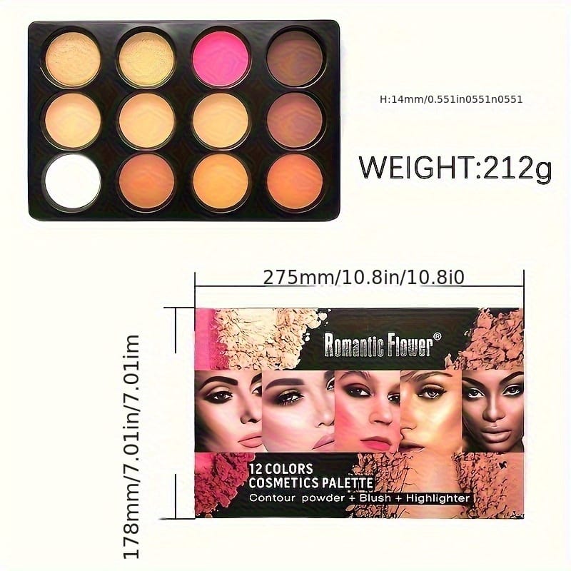 KissICON 12-color Powder compact tray 12 Earth Tone Makeup Eyeshadow Blush