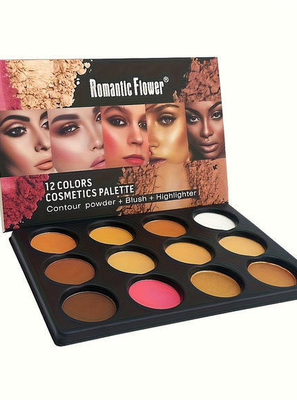 KissICON 12-color Powder compact tray 12 Earth Tone Makeup Eyeshadow Blush