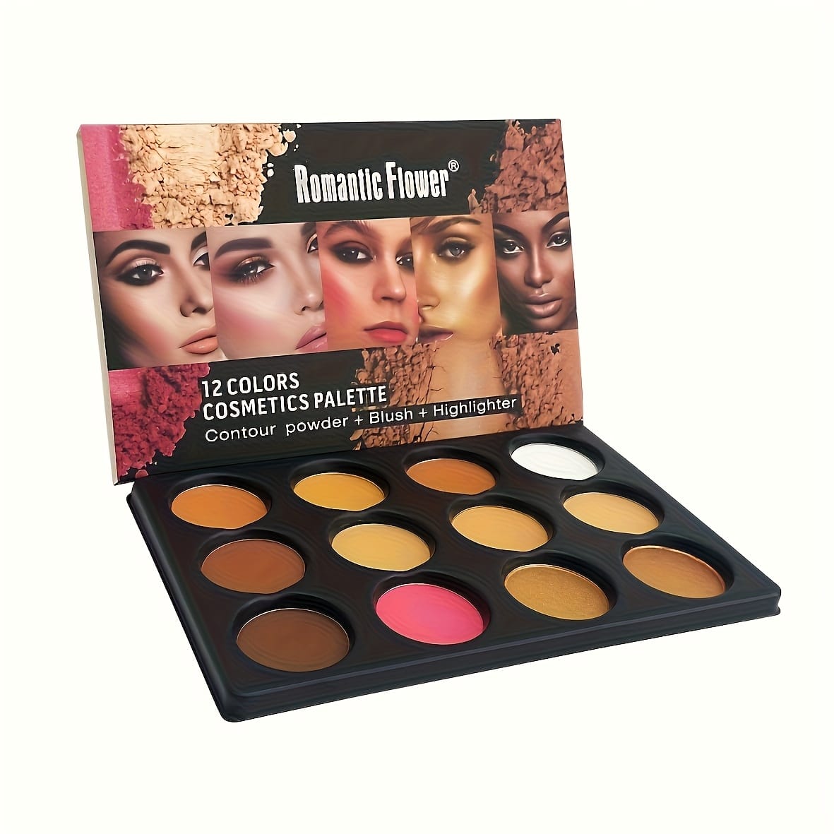 KissICON 12-color Powder compact tray 12 Earth Tone Makeup Eyeshadow Blush