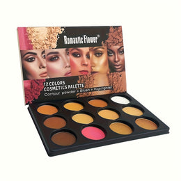 KissICON 12-color Powder compact tray 12 Earth Tone Makeup Eyeshadow Blush