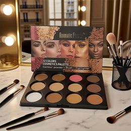 KissICON 12-color Powder compact tray 12 Earth Tone Makeup Eyeshadow Blush