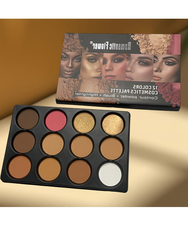 KissICON 12-color Powder compact tray 12 Earth Tone Makeup Eyeshadow Blush