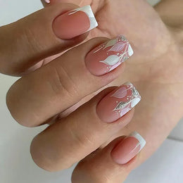 KissICON 12 KissIcon False Nail Full Cover Pink Glitter Nails