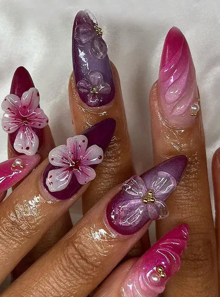 KissICON 12 KissIcon False Nails Press On Almond Flower Bow