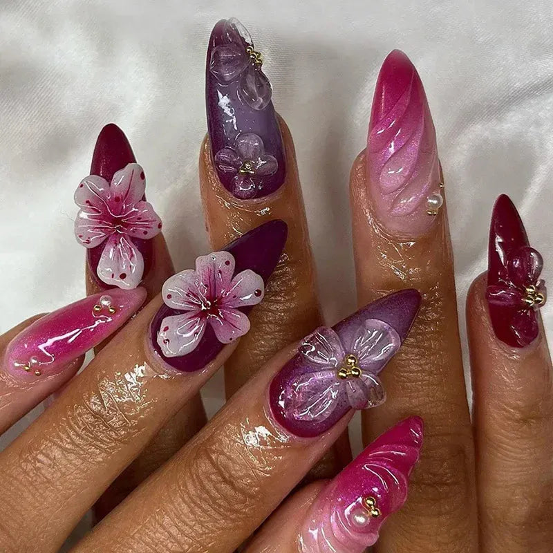 KissICON 12 KissIcon False Nails Press On Almond Flower Bow