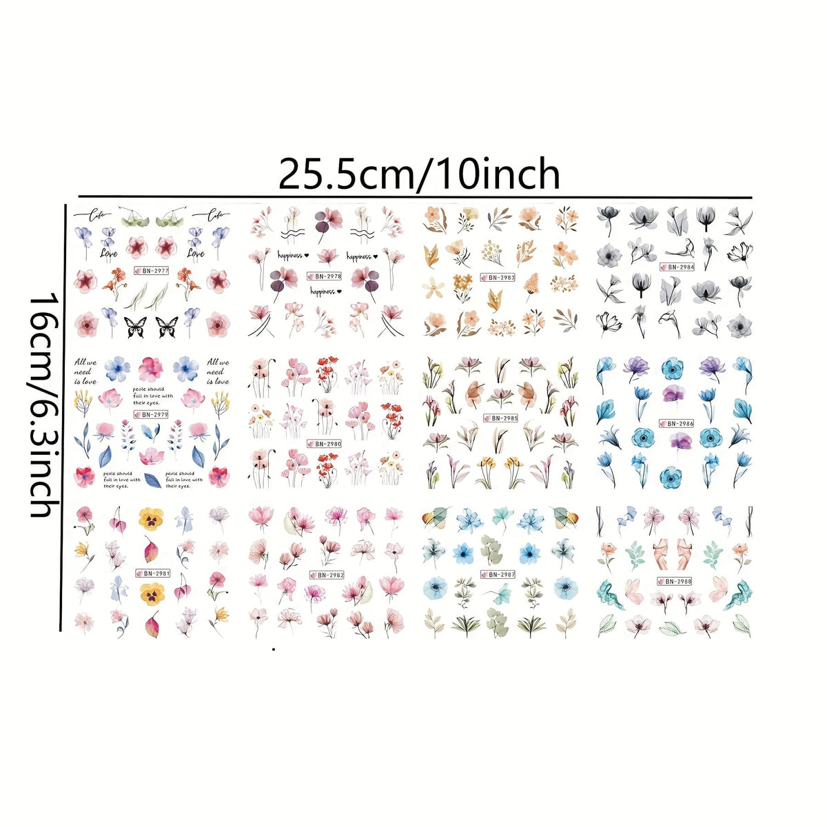 KissICON 12 KissIcon Ink Flower Nail Art Stickers - Water
