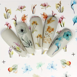 KissICON 12 KissIcon Ink Flower Nail Art Stickers - Water