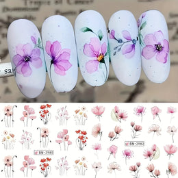 KissICON 12 KissIcon Ink Flower Nail Art Stickers - Water
