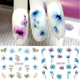 KissICON 12 KissIcon Ink Flower Nail Art Stickers - Water