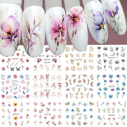 KissICON 12 KissIcon Ink Flower Nail Art Stickers - Water