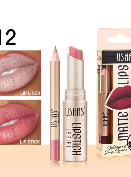 KissICON 12# KissIcon Ushas Lipstick Lipliner Set - Long Lasting