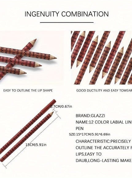 KissICON 12 Pack KissIcon Lip Liner Nude Matte Waterproof - Moisturizing