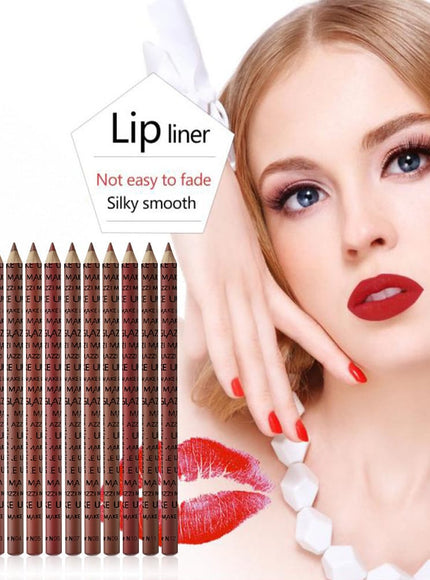 KissICON 12 Pack KissIcon Lip Liner Nude Matte Waterproof - Moisturizing