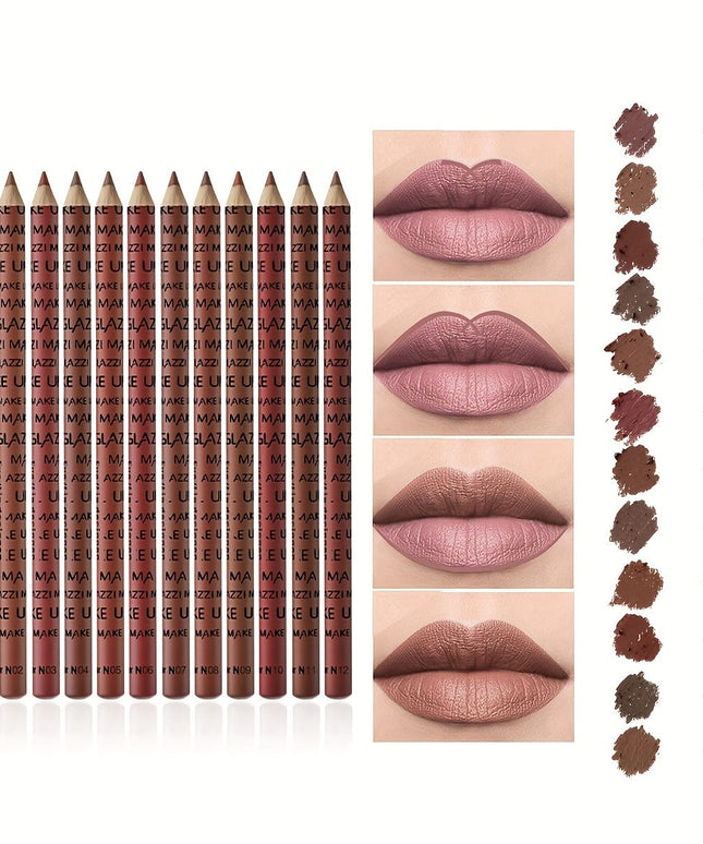 KissICON 12 Pack KissIcon Lip Liner Nude Matte Waterproof - Moisturizing