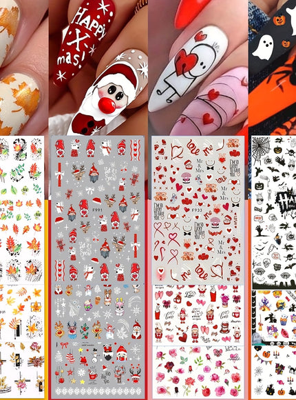 KissICON 12 Sheets KissIcon All Holidays Nail Art Stickers - Self-Adhesive
