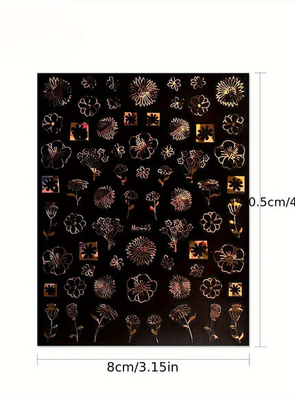 KissICON 12 Sheets KissIcon Floral Nail Stickers 12 Sheets - Glossy