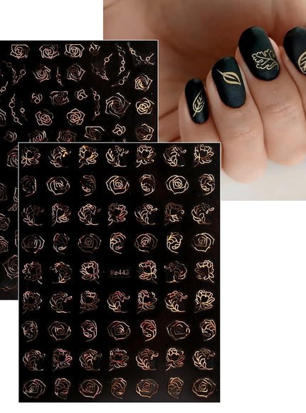 KissICON 12 Sheets KissIcon Floral Nail Stickers 12 Sheets - Glossy