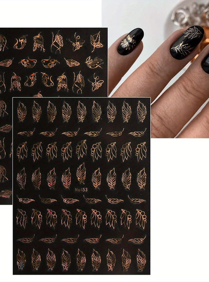 KissICON 12 Sheets KissIcon Floral Nail Stickers 12 Sheets - Glossy
