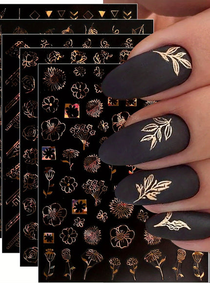KissICON 12 Sheets KissIcon Floral Nail Stickers 12 Sheets - Glossy