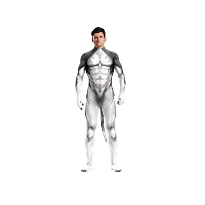 KissICON 12 / XXL Halloween Costume  Adult Mens Wild Animal Cosplay Costume Full Cover 3D Print Beast Petsuit Jumpsuit Bodysuit Tail