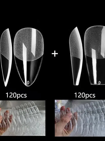 KissICON 120 Tips 120T Press On False Nails Coffin Frosted Full Cover