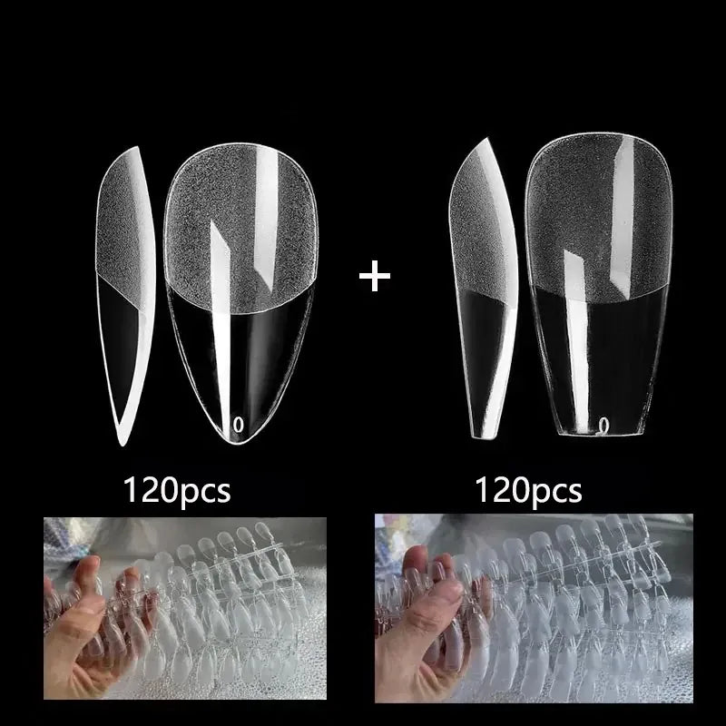 KissICON 120 Tips 120T Press On False Nails Coffin Frosted Full Cover