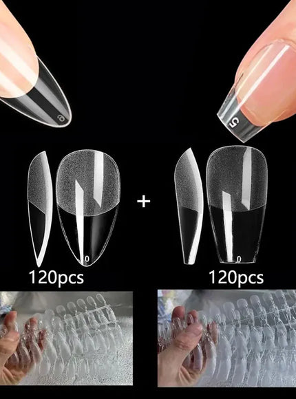 KissICON 120 Tips 120T Press On False Nails Coffin Frosted Full Cover