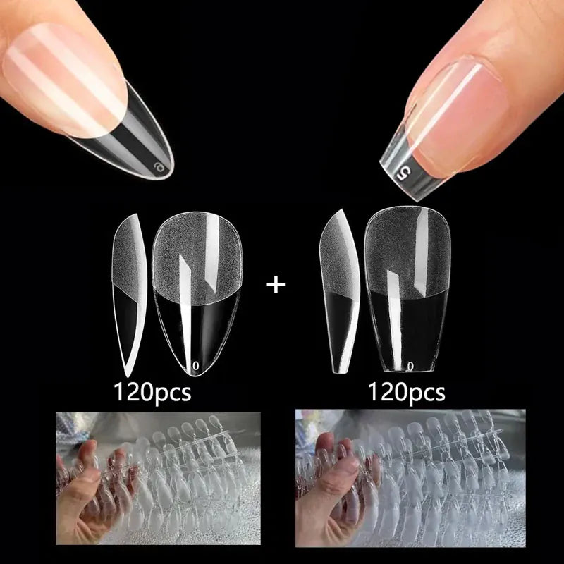 KissICON 120 Tips 120T Press On False Nails Coffin Frosted Full Cover