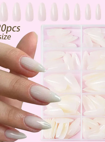 KissICON 120pcs KissIcon Almond Nails Set - Red White Glossy
