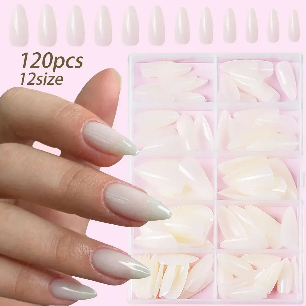 KissICON 120pcs KissIcon Almond Nails Set - Red White Glossy