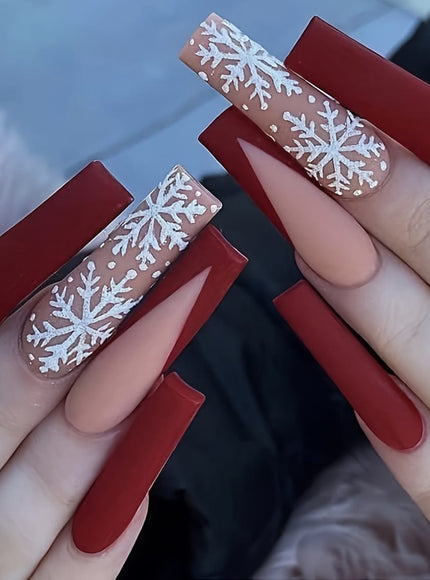 KissICON 120Pcs Nails + 4pcs/rings KissIcon Christmas Press On Nails Coffin Red Green