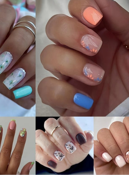 KissICON 120PCS Press On Nails (5 sets) KissIcon 120Pcs French Tip Press On Nails Floral