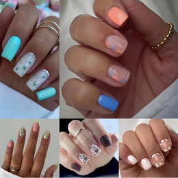 KissICON 120PCS Press On Nails (5 sets) KissIcon 120Pcs French Tip Press On Nails Floral