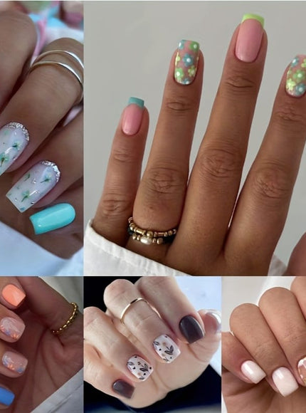 KissICON 120PCS Press On Nails (5 sets) KissIcon 120Pcs French Tip Press On Nails Floral