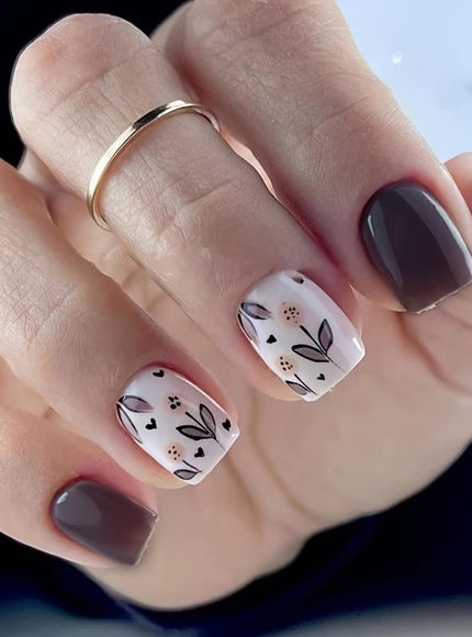 KissICON 120PCS Press On Nails (5 sets) KissIcon 120Pcs French Tip Press On Nails Floral