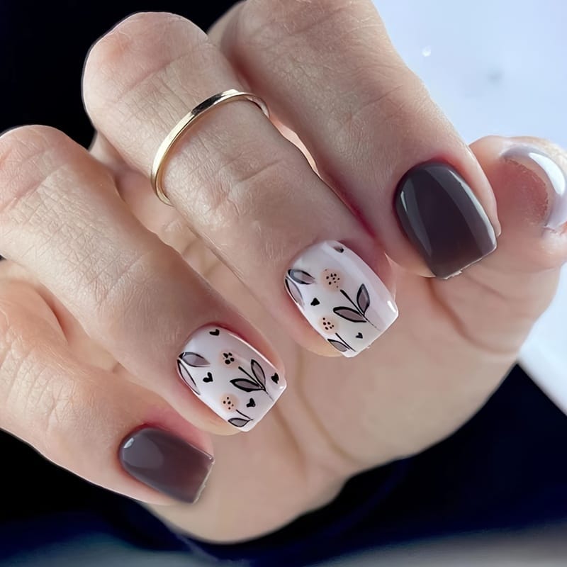 KissICON 120PCS Press On Nails (5 sets) KissIcon 120Pcs French Tip Press On Nails Floral