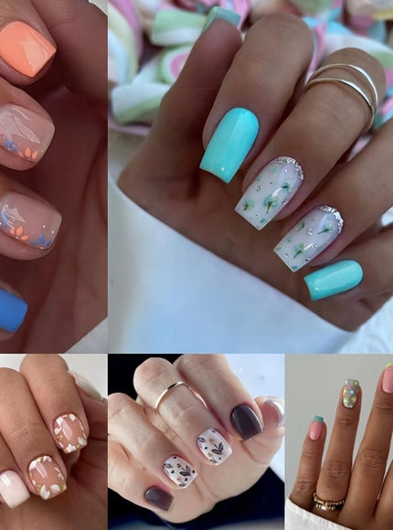 KissICON 120PCS Press On Nails (5 sets) KissIcon 120Pcs French Tip Press On Nails Floral