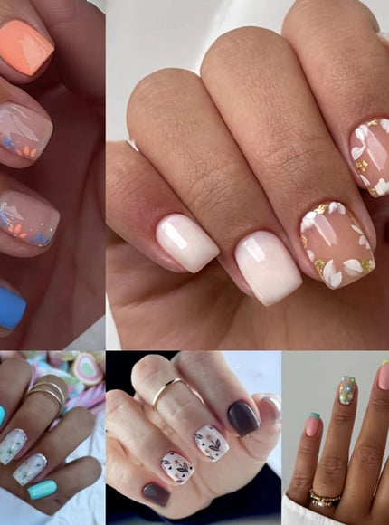 KissICON 120PCS Press On Nails (5 sets) KissIcon 120Pcs French Tip Press On Nails Floral