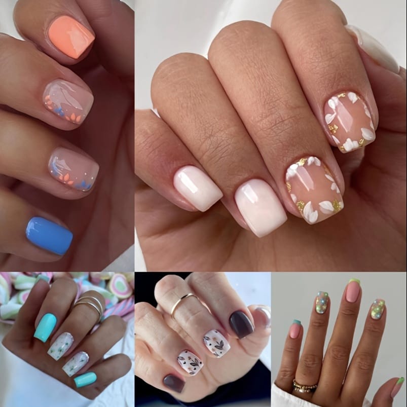 KissICON 120PCS Press On Nails (5 sets) KissIcon 120Pcs French Tip Press On Nails Floral